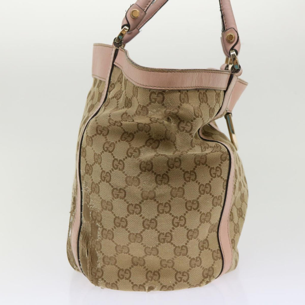 GUCCI GG Canvas Tote Bag Leather Beige 211982 ar9875B