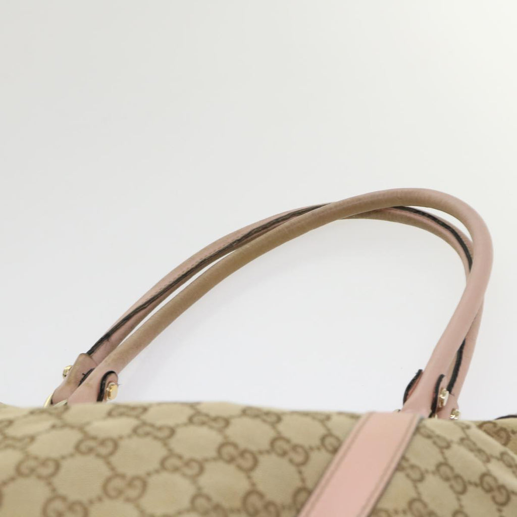GUCCI GG Canvas Tote Bag Leather Beige 211982 ar9875B