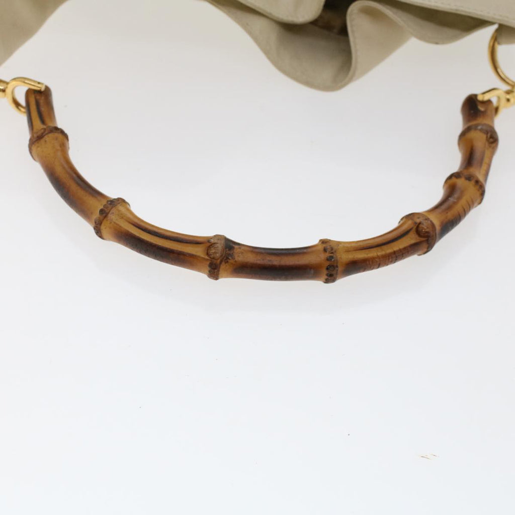 GUCCI Bamboo Shoulder Bag Leather Beige Brown ar9898B