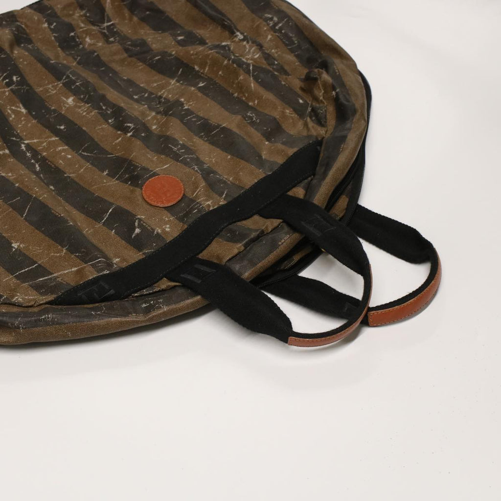 FENDI Pecan Macadam Canvas Hand Bag Garment Cover 3Set Brown Black ar9900B