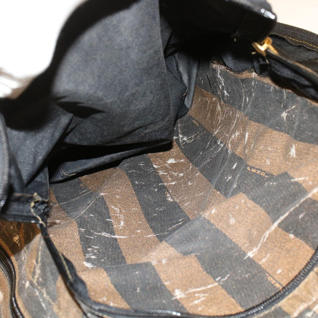 FENDI Pecan Macadam Canvas Hand Bag Garment Cover 3Set Brown Black ar9900B