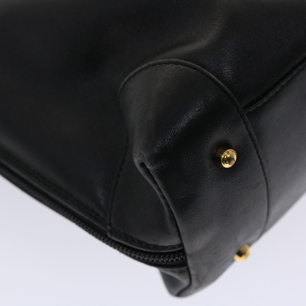 GUCCI Bamboo Shoulder Bag Leather Black ar9933
