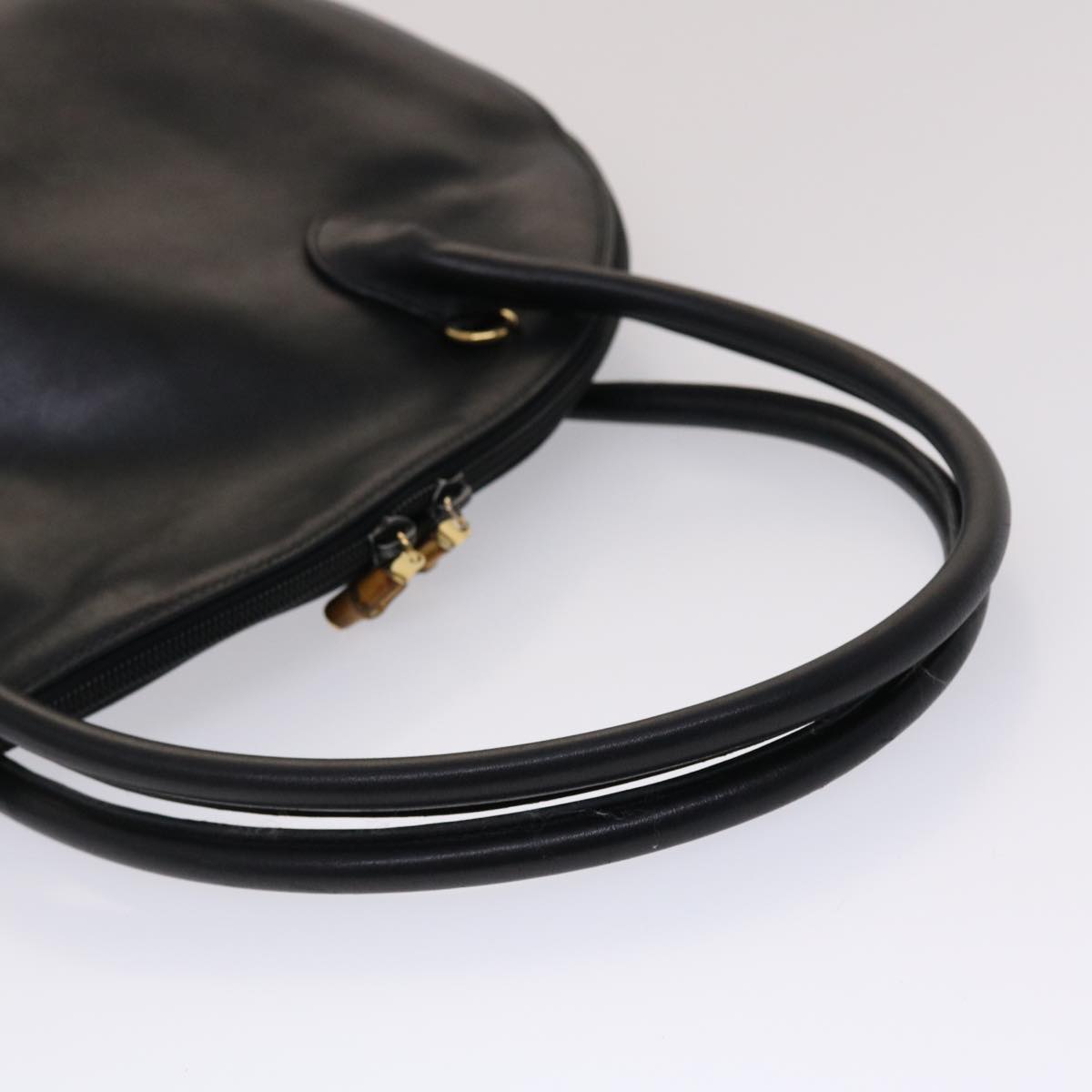 GUCCI Bamboo Shoulder Bag Leather Black ar9933