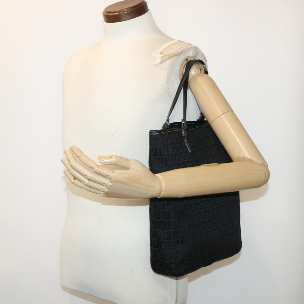 FENDI Zucchino Canvas Tote Bag Black ar9954