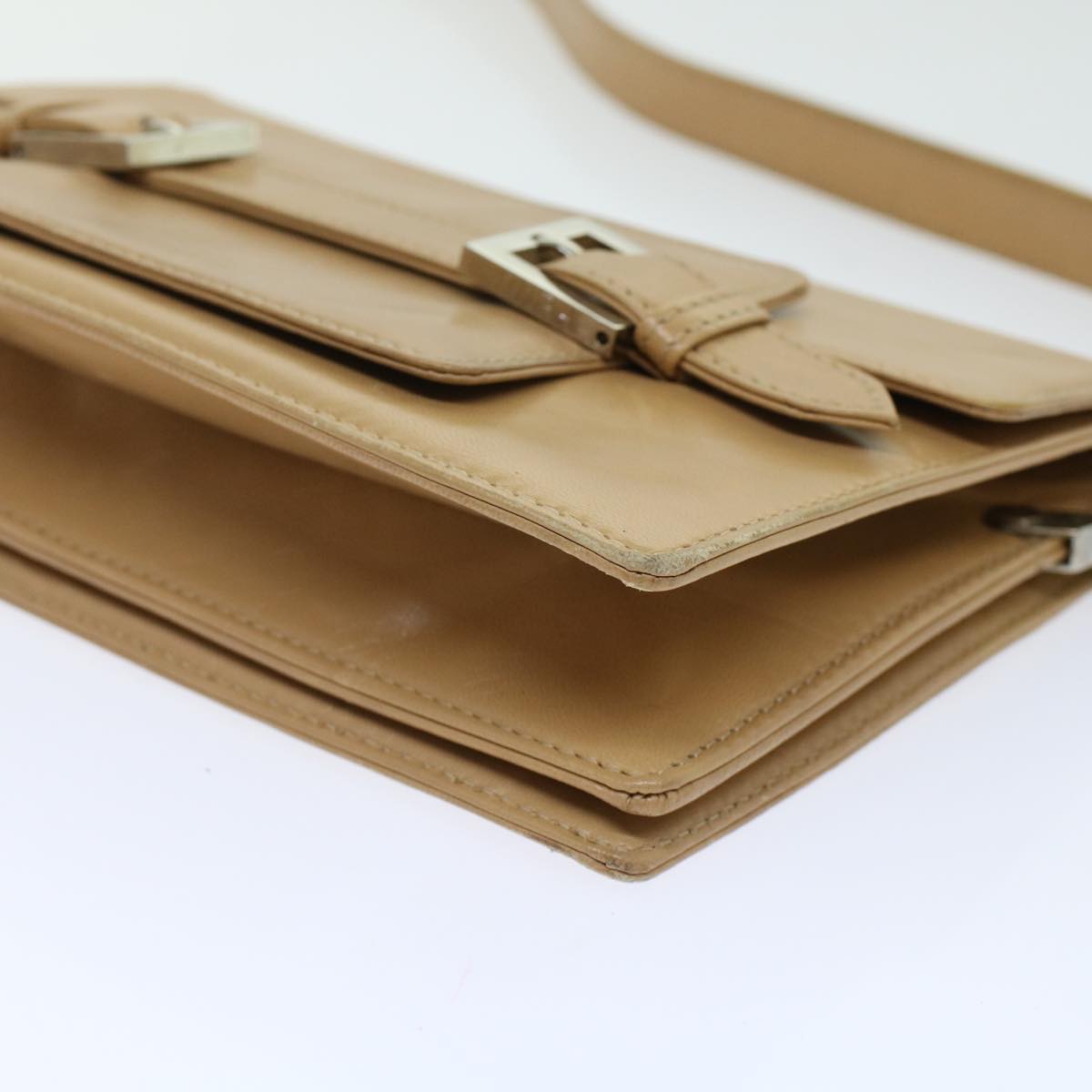 FENDI Shoulder Bag Leather Beige ar9994