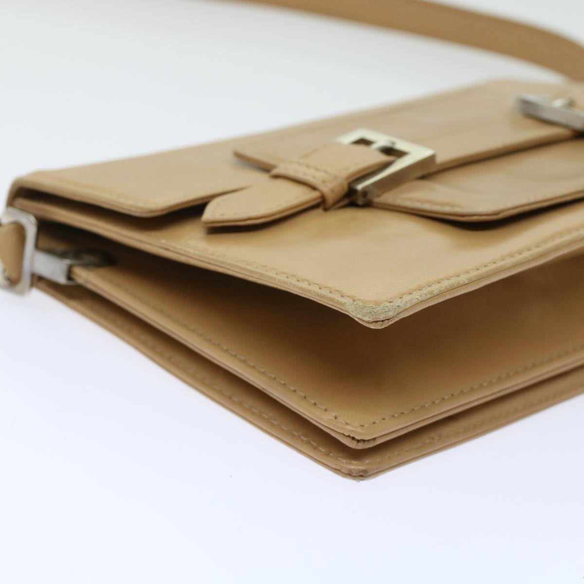 FENDI Shoulder Bag Leather Beige ar9994