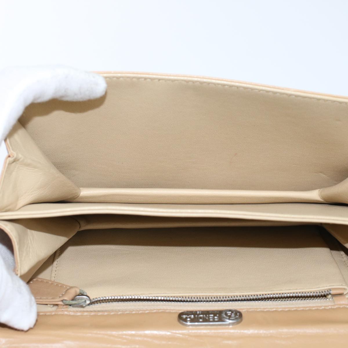 FENDI Shoulder Bag Leather Beige ar9994