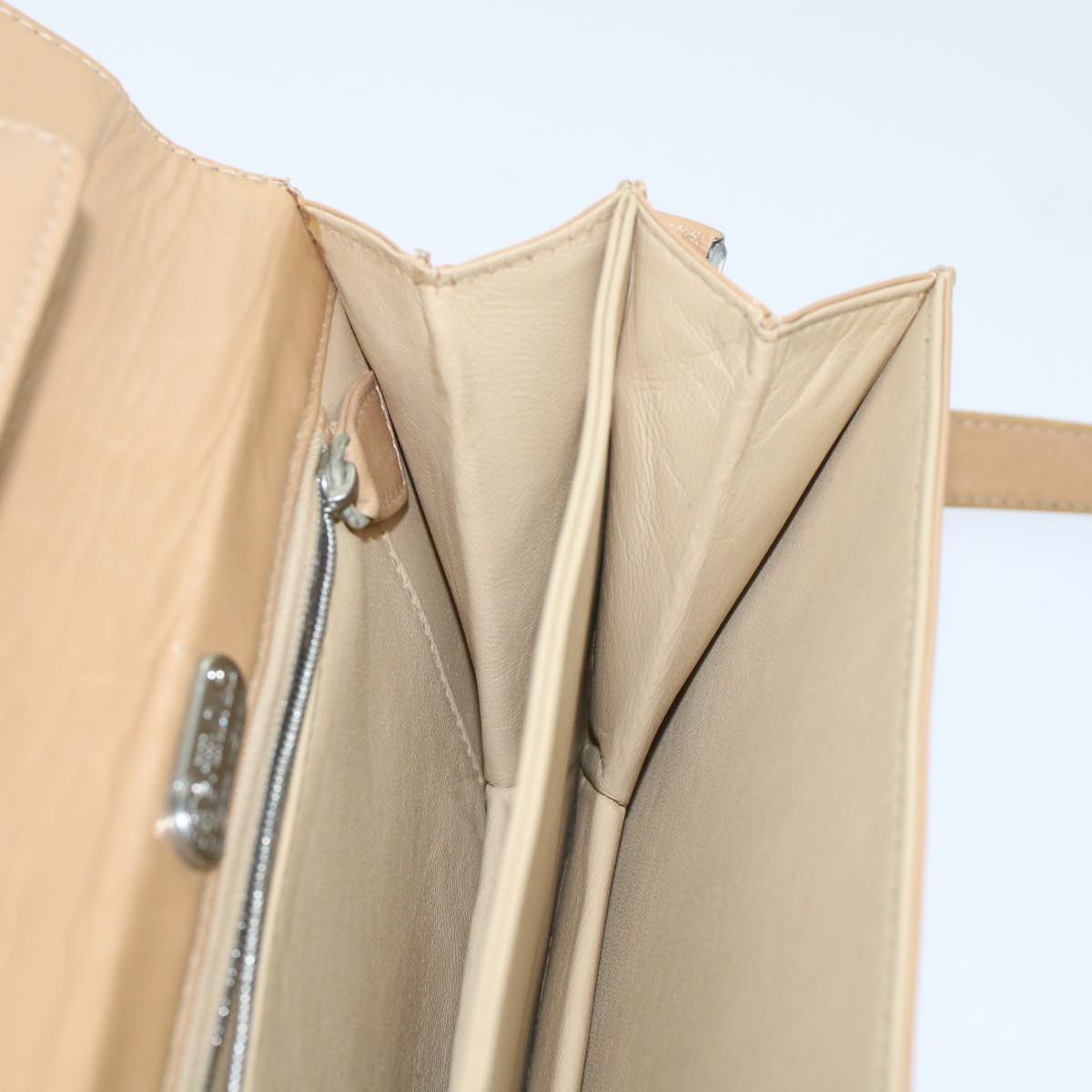 FENDI Shoulder Bag Leather Beige ar9994