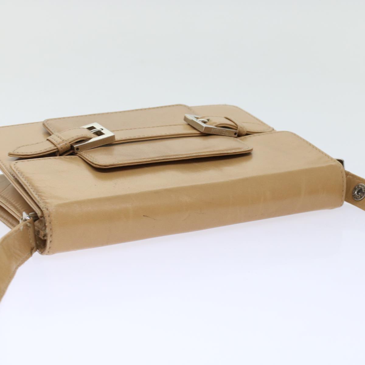 FENDI Shoulder Bag Leather Beige ar9994