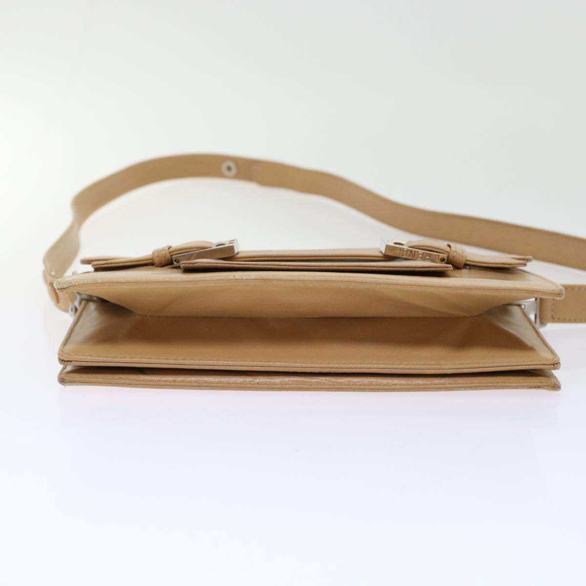 FENDI Shoulder Bag Leather Beige ar9994