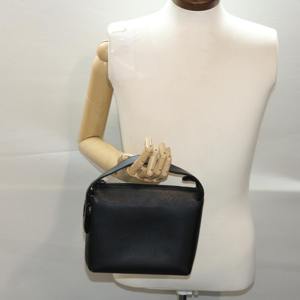 GUCCI Hand Bag Leather Black ar9996