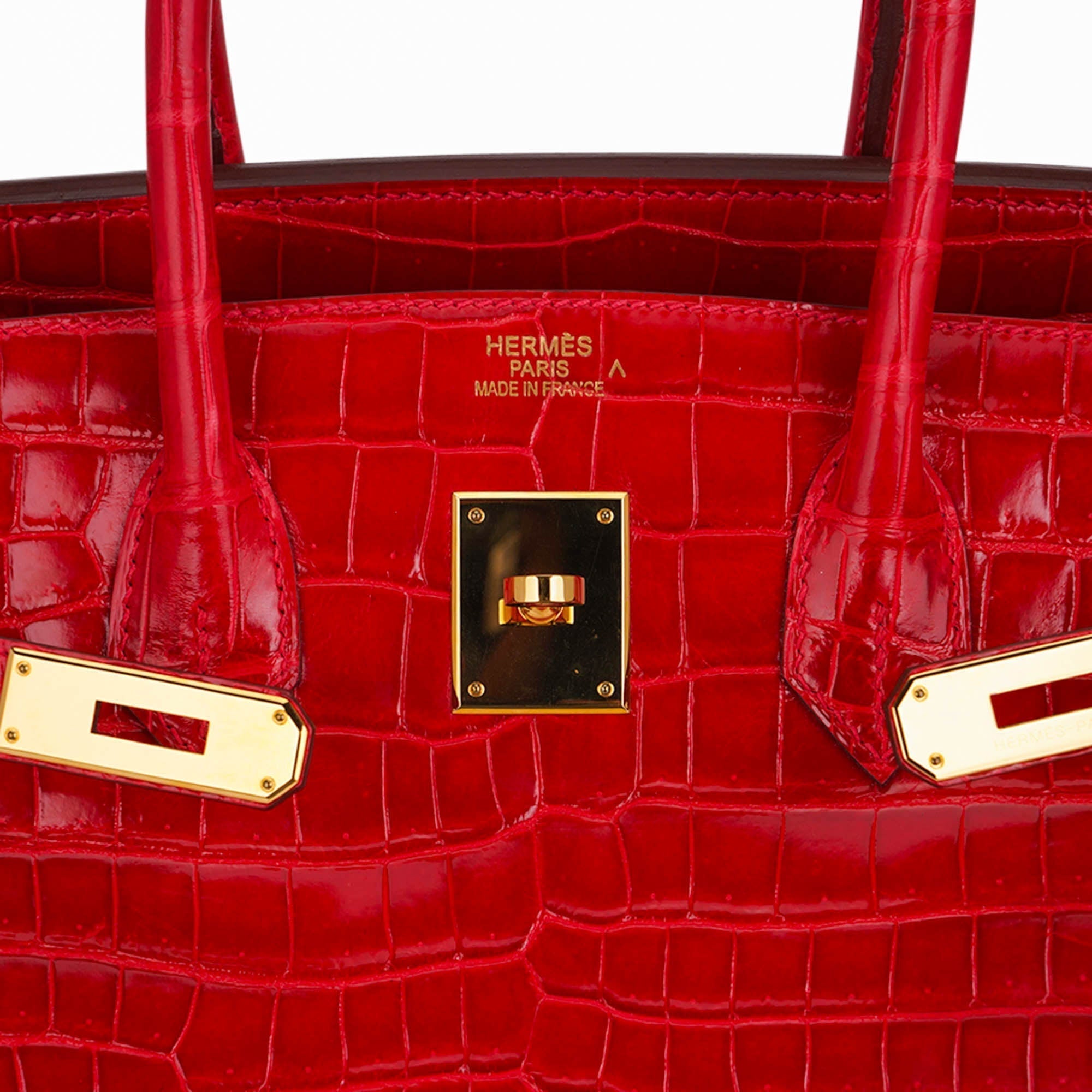 Hermes Birkin 35 Bag Braise Porosus Crocodile with Gold Hardware