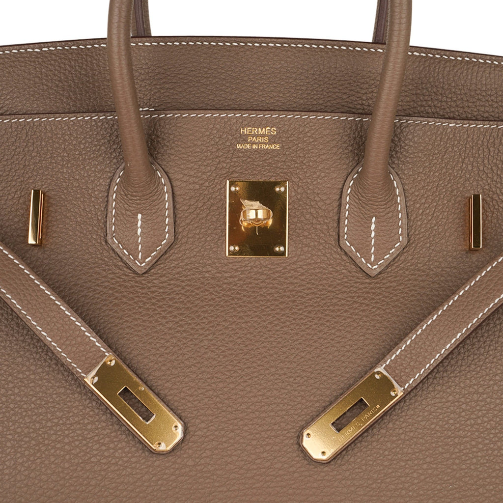 Hermes Birkin 35 Bag Etoupe Gold Hardware Togo Leather Neutral Taupe