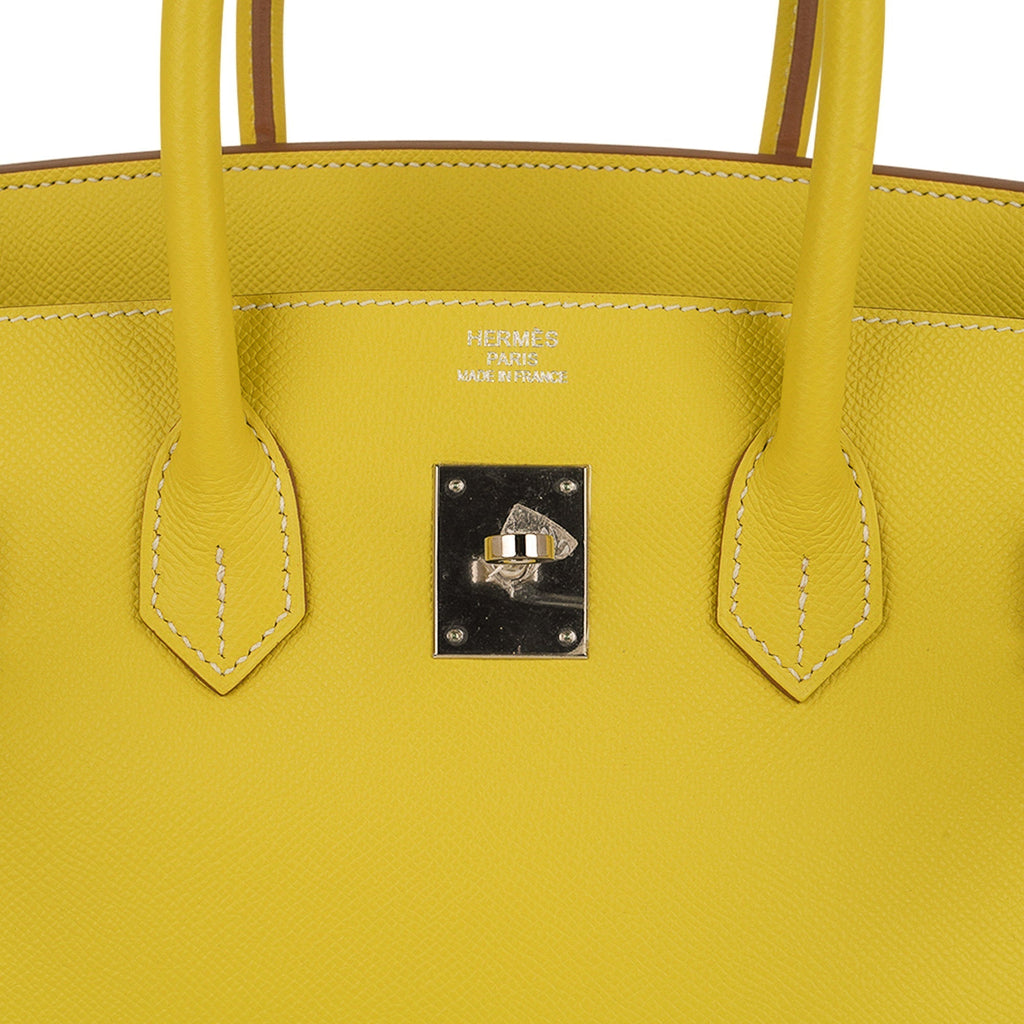 Hermes Birkin 35 Lime Candy Limited Edition Bag Epsom Palladium