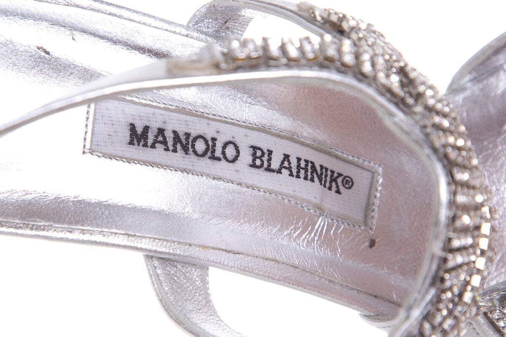 Manolo Blahnik Silver Embellished Heels SZ 37