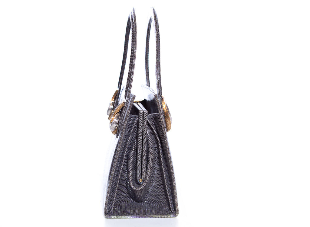 Martin Van Schaak Grey Lizard Skin Handbag