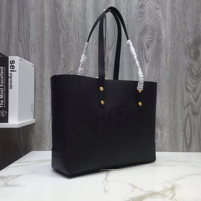 GLAMI Small Embossed Crest Tote Black For Women, Bags 13.8in/35cm