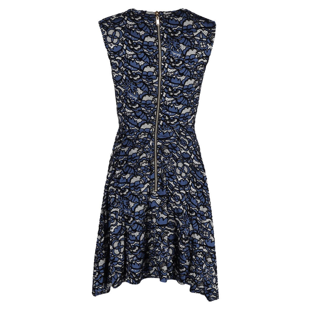 Louis Vuitton Lace Pattern Dress in Blue Silk