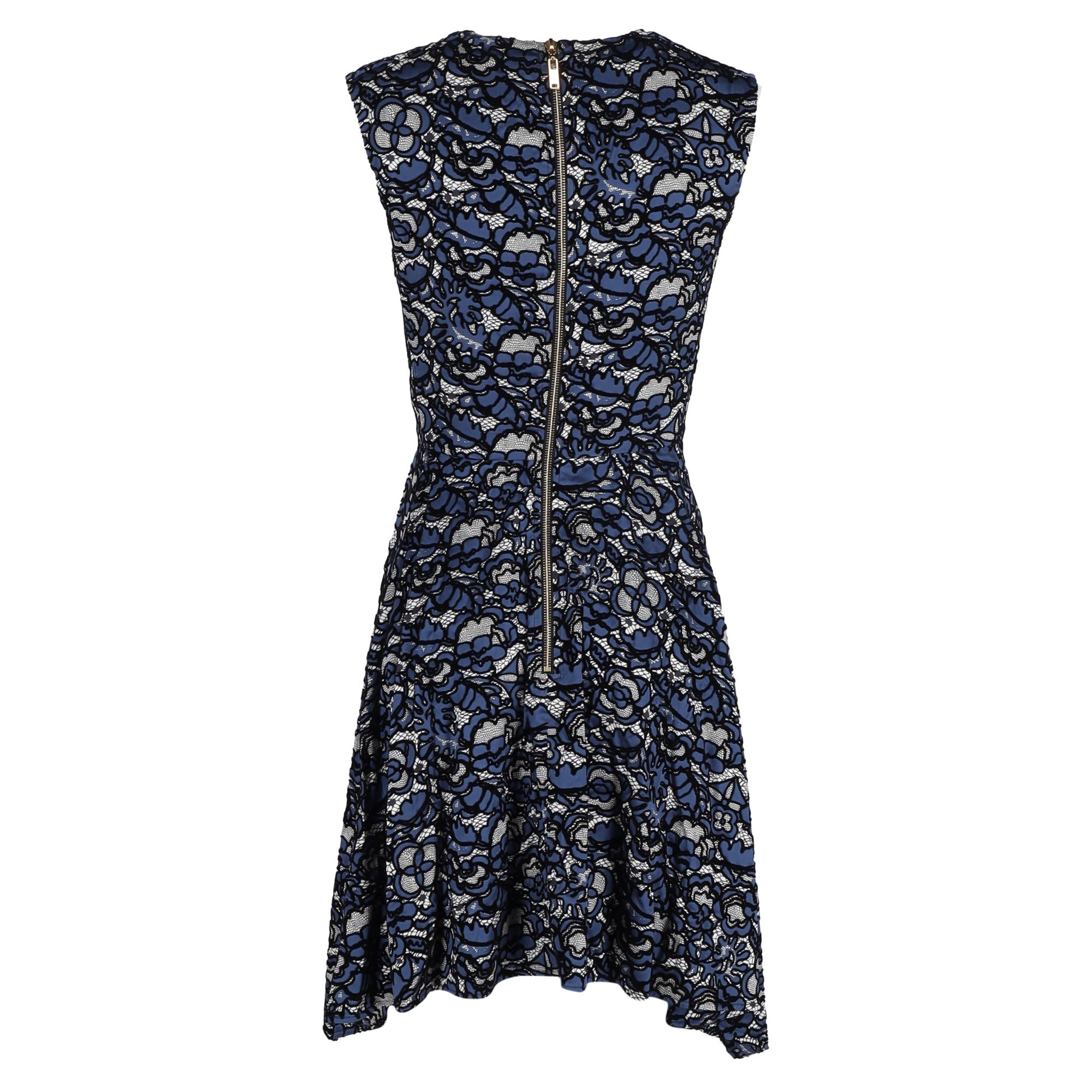 Louis Vuitton Lace Pattern Dress in Blue Silk