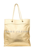 Marc Jacobs Gold Logo Leather Tote