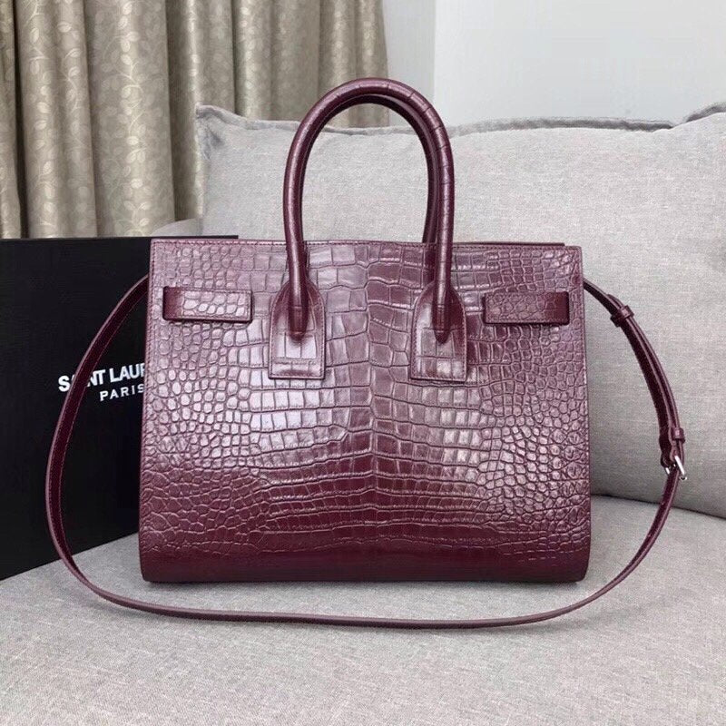GLAMI Sac De Jour Small In Embossed CrocoGLAMIle Burgundy For Women 12.5in/32cm YSLÃ‚Â 