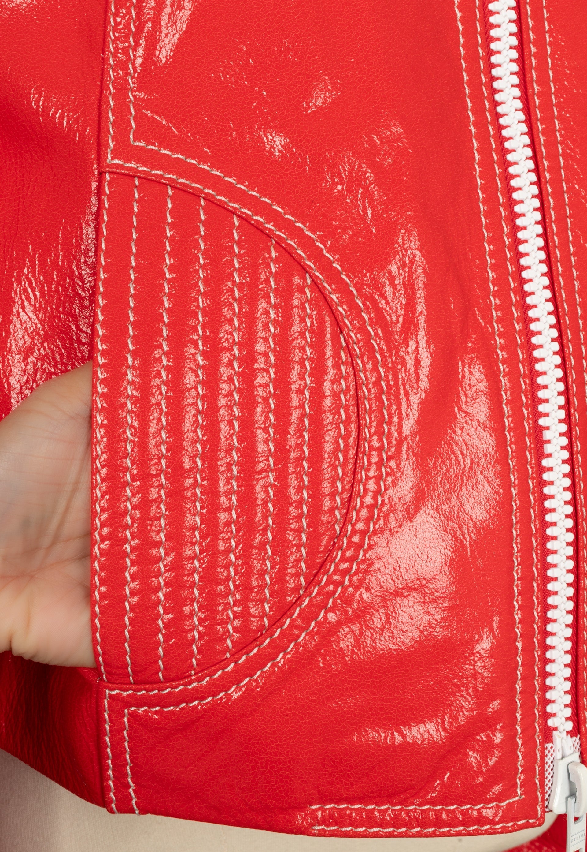 Veste en cuir orange CÃƒÆ’Ã‚Â©line
