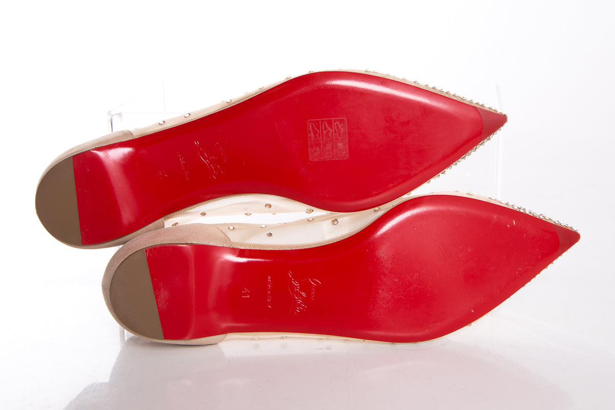 Christian Louboutin Nude Follies Strass Flats SZ 41