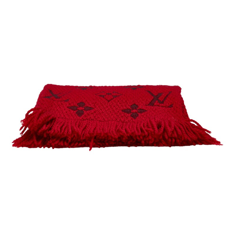 Louis Vuitton Monogram Escarp Logomania Maffler M72432 Red Wool Silk  Louis Vuitton