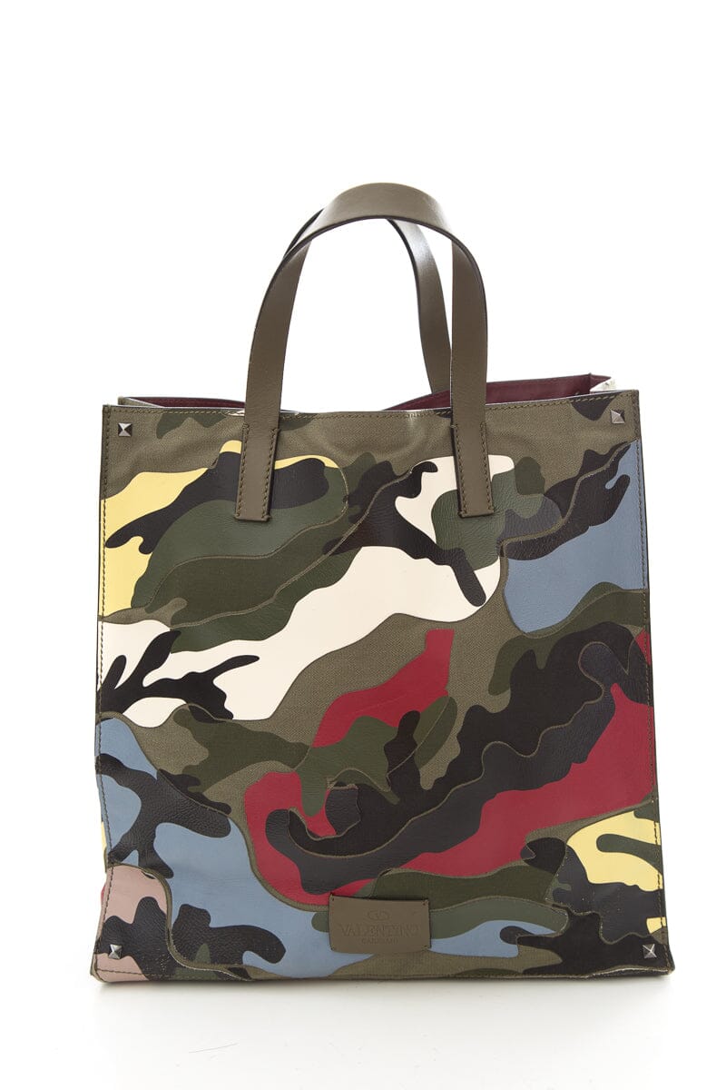 Valentino Camo Abstract Stitch Tote