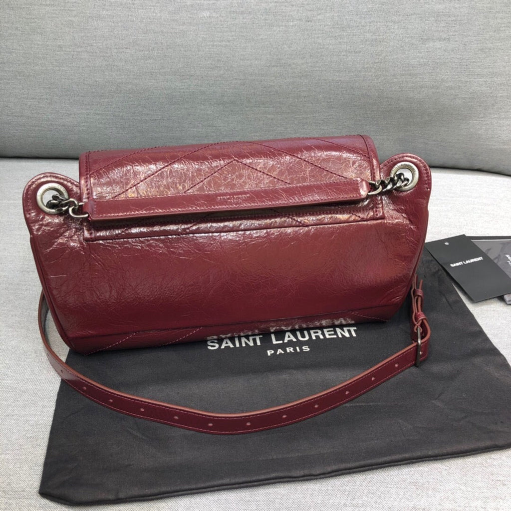 GLAMI Niki MeGLAMIum Crinkled Shoulder Bag Burgundy For Women 11in/28cm YSL
