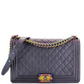 CHANEL Boy Flap Bag Quilted Iridescent Goatskin New Medium