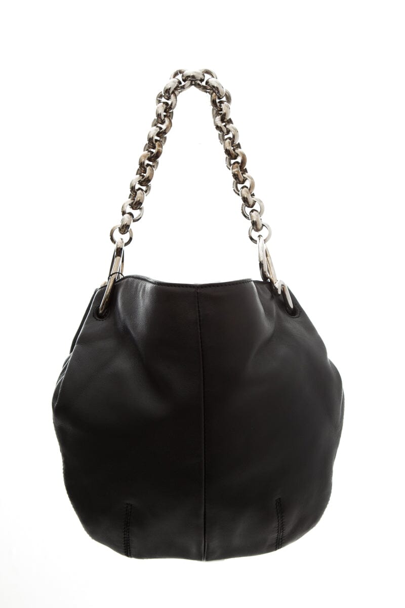 Loewe Black Logo Chain Handle Lambskin Handbag