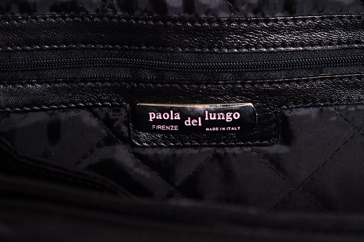 Paola Del Lungo Black Pony Hair & Leather Shoulder Bag