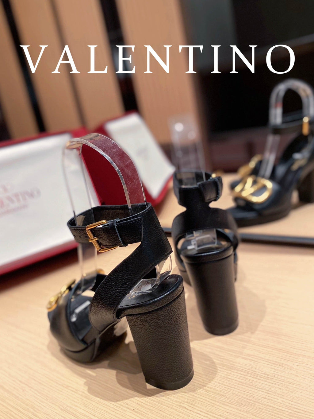 Valentino Garavani Strap Heeled Sandals With V Logo Signature EmbellisGLAMIent Black For Women