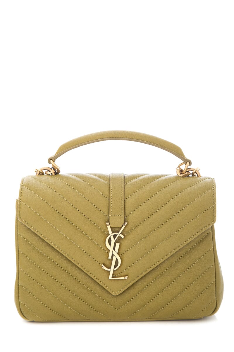 Saint Laurent Green College Chain Quilted Handbag