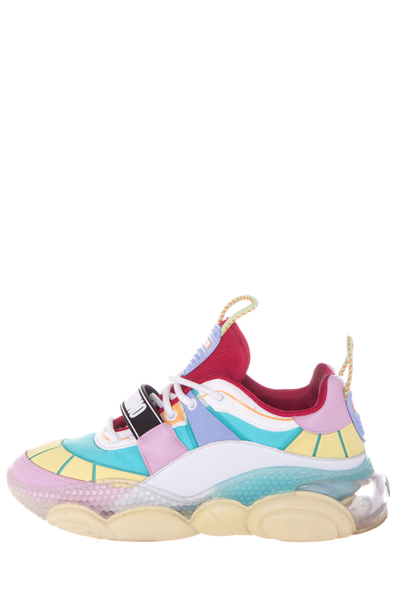 Moschino Multicolored Logo-Strap Teddy-Sole Sneakers SZ 40