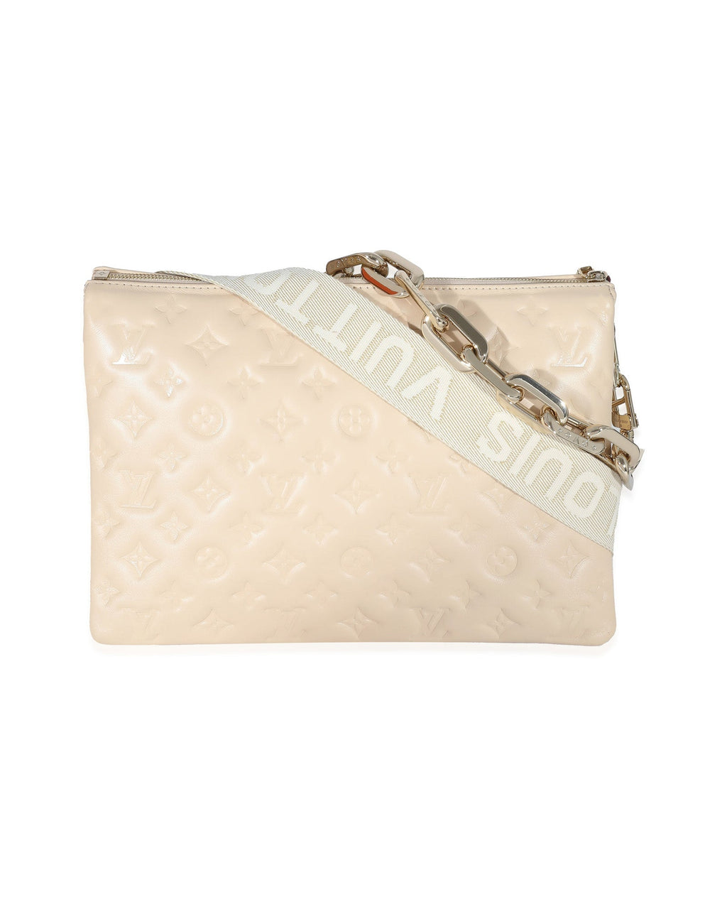 Louis Vuitton Cream Monogram Puffy Lambskin Coussin MM