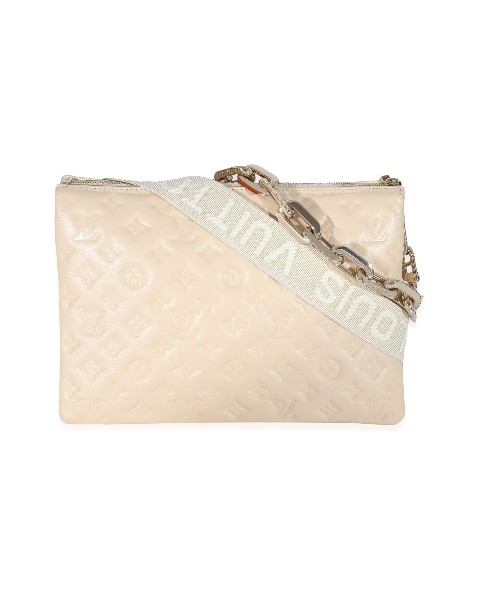 Louis Vuitton Cream Monogram Puffy Lambskin Coussin MM