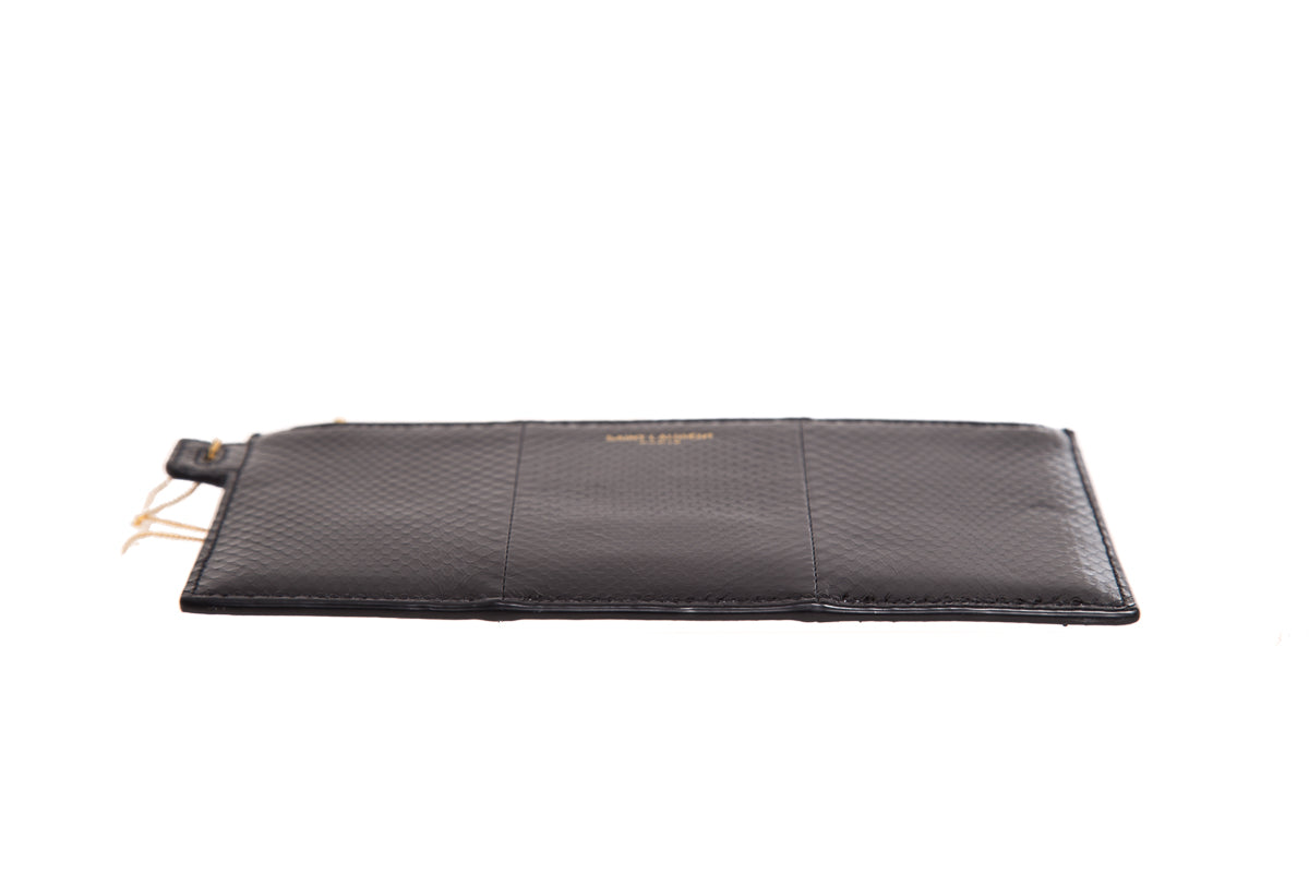 Saint Laurent Black Pouch with Gold Chain