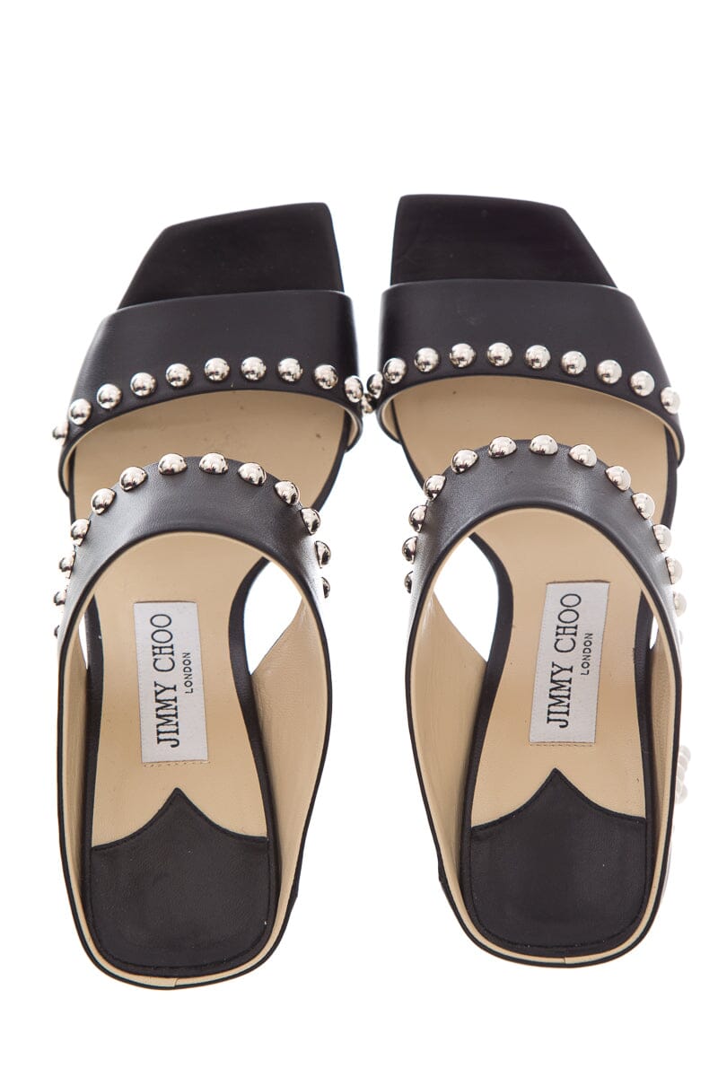 Jimmy Choo Black Leather & Silver Stud SZ 37