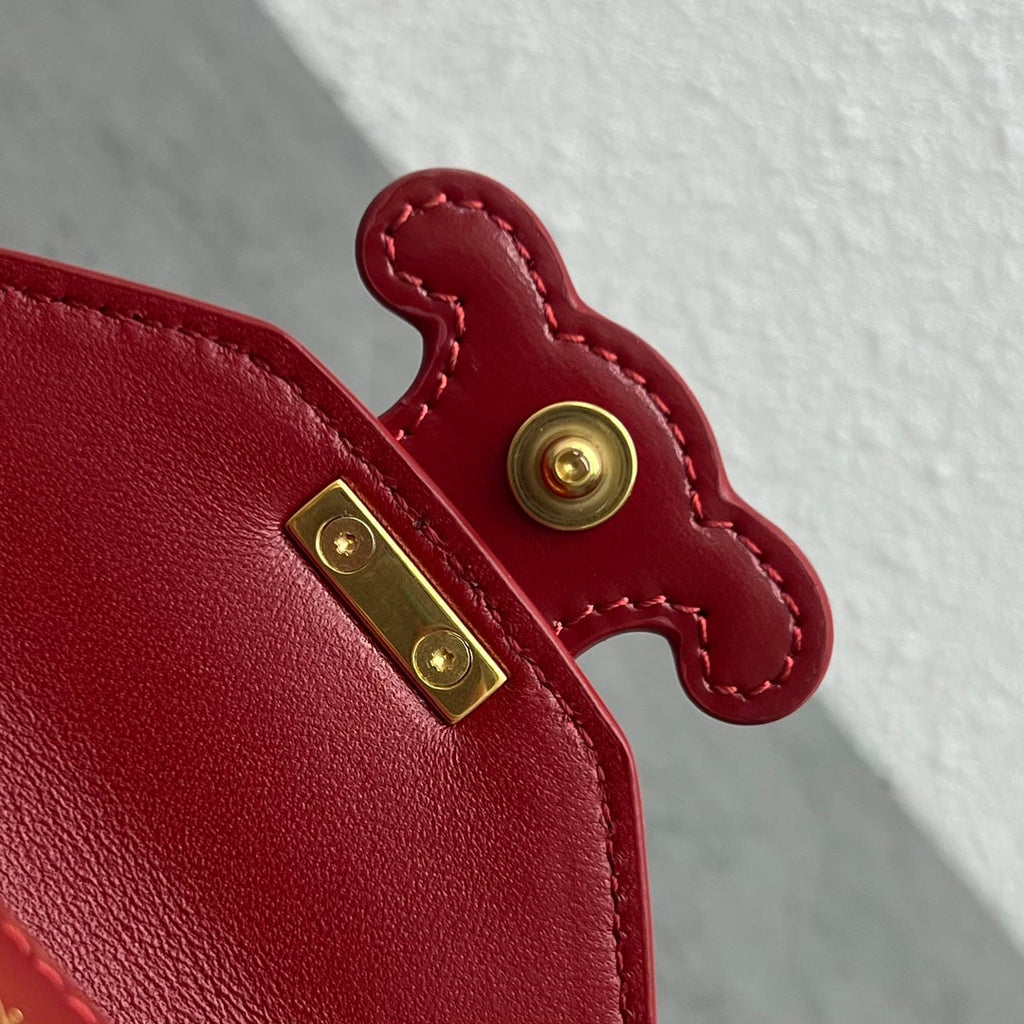 GLAMI Card Holder On Chain Triomphe Red For Women 4in/11cm 10J743DPV.27VD