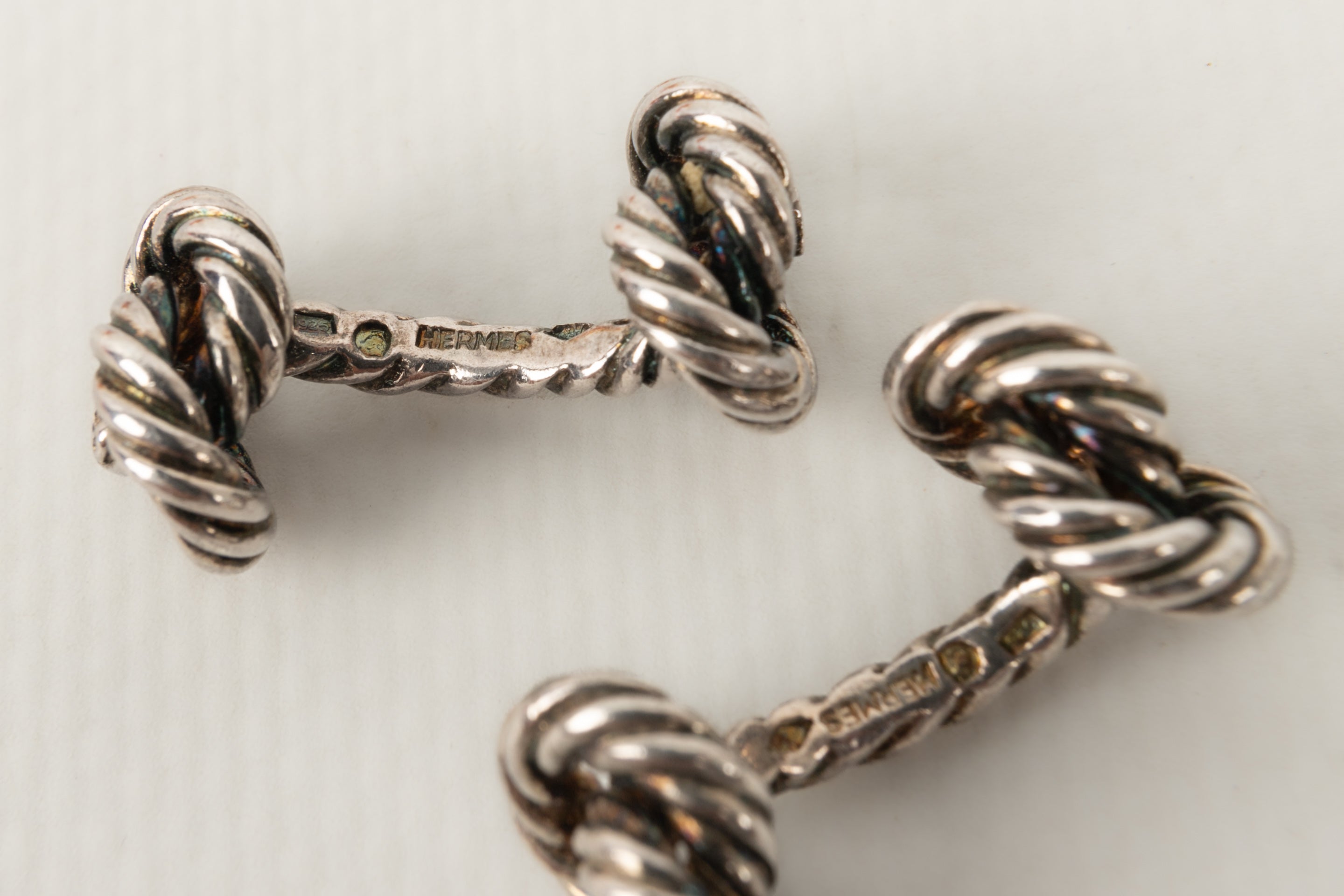 Boutons de manchette en argent HermÃƒÆ’Ã‚Â¨s