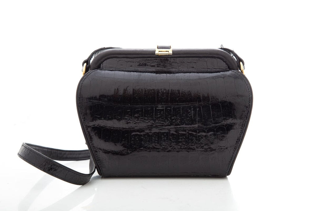 Neiman Marcus Black Croc Crossbod