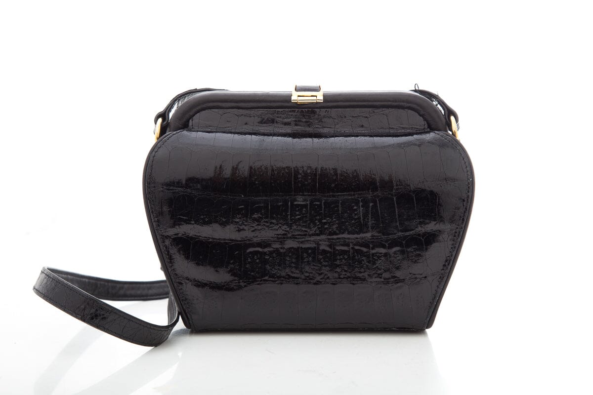 Neiman Marcus Black Croc Crossbod