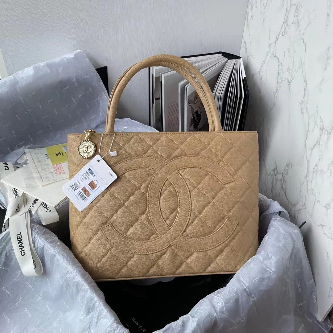 CHLMedallion Tote Shoulder Beige Bag For Women 29cm/11.4in