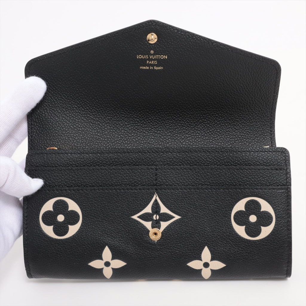 Louis Vuitton Bi-Color Monogram Implant Portefolio Sarah M80496 Noneir Long   Wallet