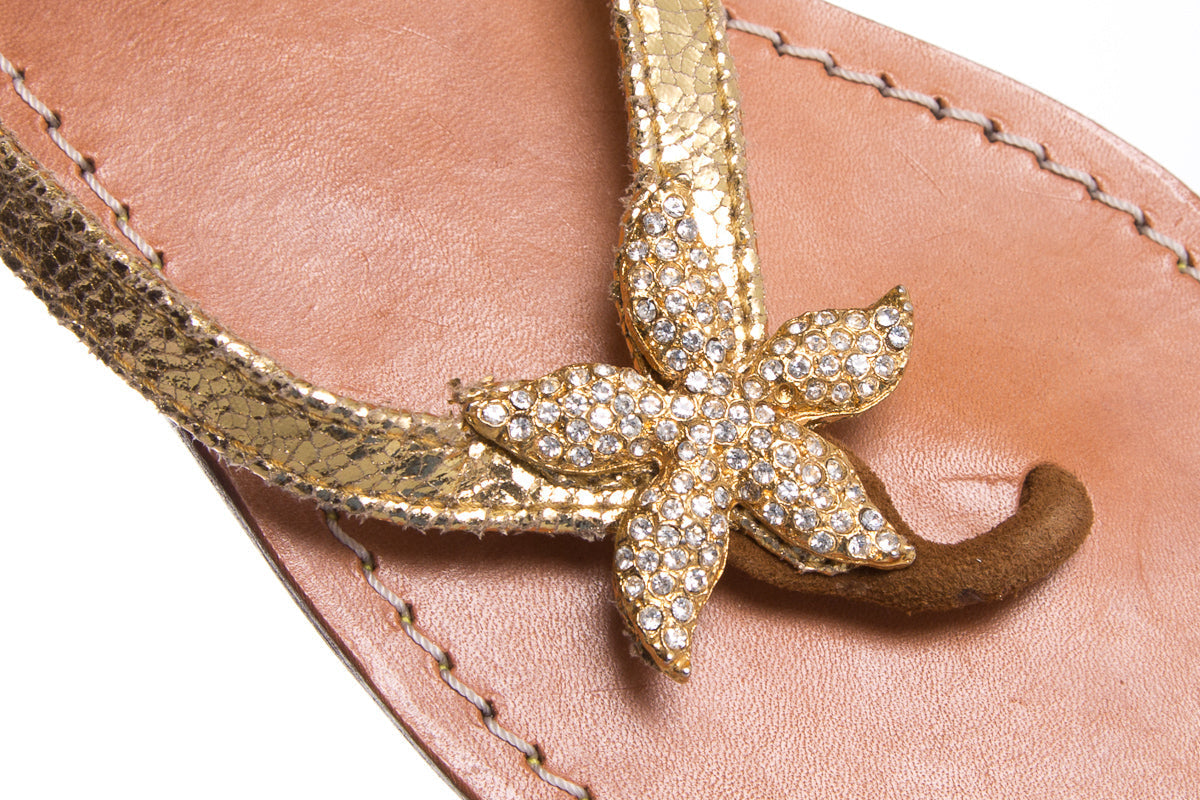 Mystique Brown & Gold Sandals SZ 6