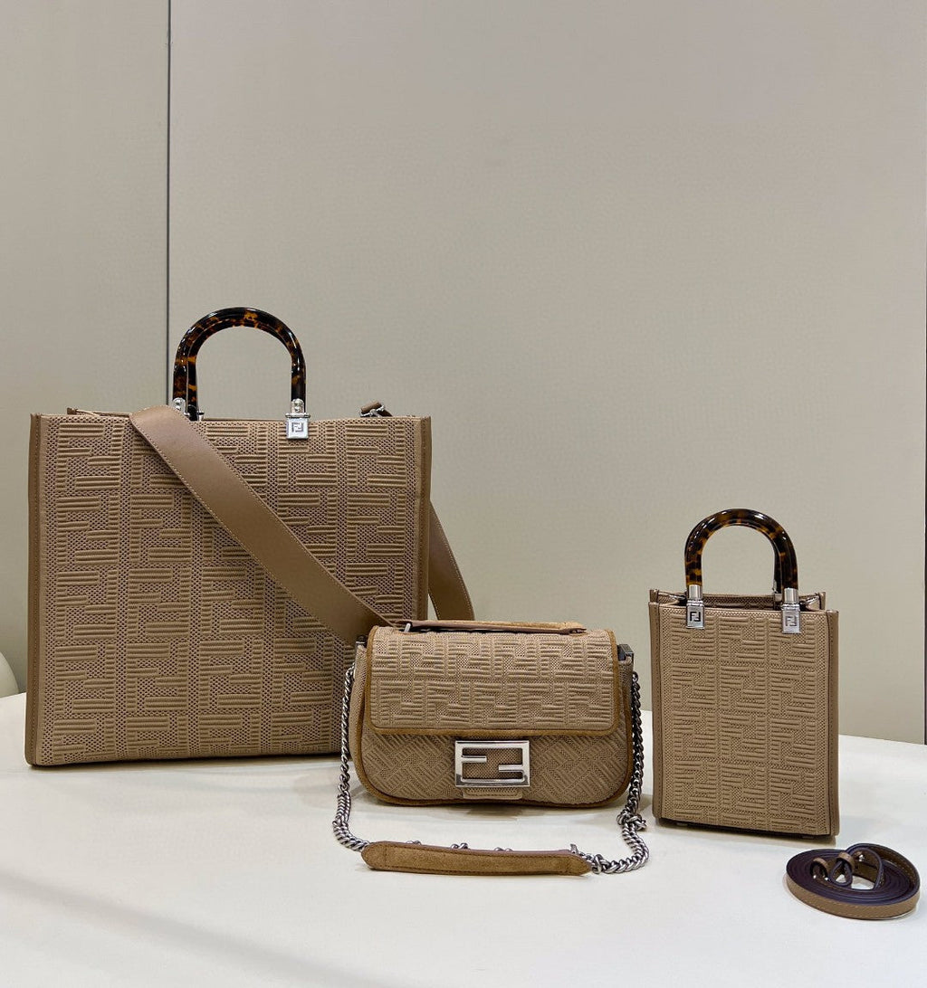 FI Baguette Chain MiGLAMI Beige FF Fabric Bag For Woman 14.5cm/6in 8BR793AHW5F1F2J