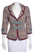 Chanel Multi Color Tweed Velcro Blazer SZ 36