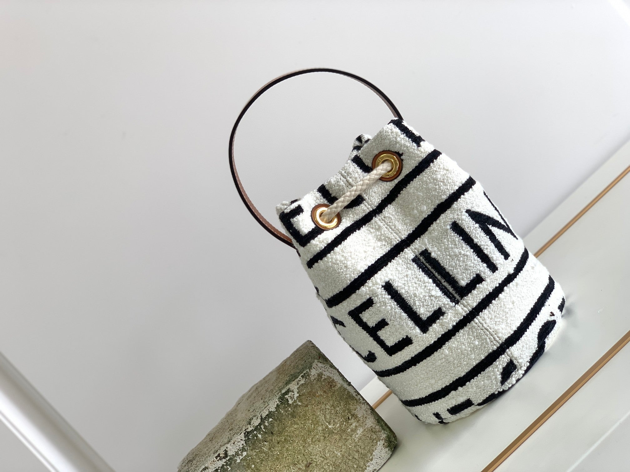 GLAMI Teen Drawstring In Textile With GLAMI All-Over White/Black For Women 7in/19cm